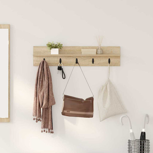 Porte-manteau mural avec étagère Chêne sonoma 80 x 10.5 x 18 cm