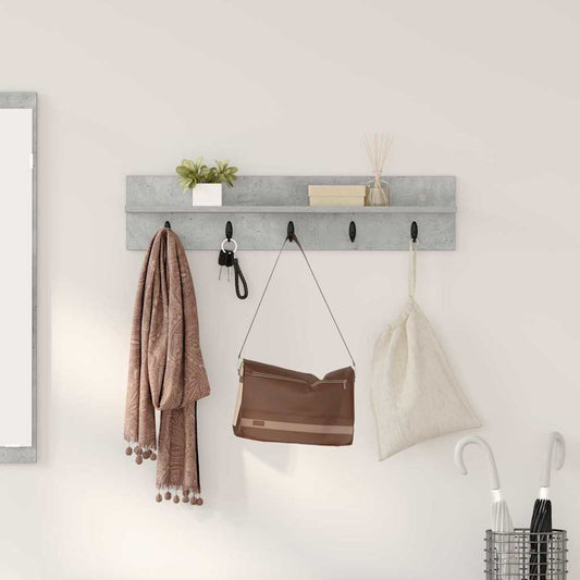 Porte-manteau mural avec étagère Gris béton 80 x 10.5 x 18 cm