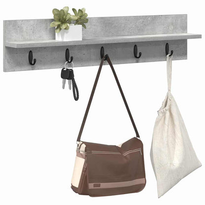 Porte-manteau mural avec étagère Gris béton 80 x 10.5 x 18 cm