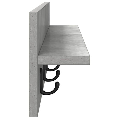 Porte-manteau mural avec étagère Gris béton 80 x 10.5 x 18 cm
