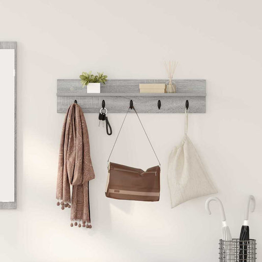 Porte-manteau mural avec étagère Sonoma gris 80 x 10.5 x 18 cm
