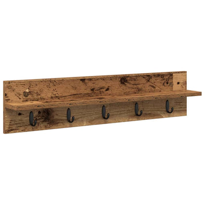 Porte-manteau mural avec étagère Bois ancien 80 x 10.5 x 18 cm