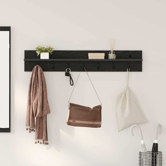 Porte-manteau mural avec étagère Chêne noir 100 x 10.5 x 18 cm