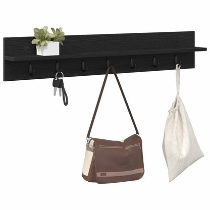 Porte-manteau mural avec étagère Chêne noir 100 x 10.5 x 18 cm