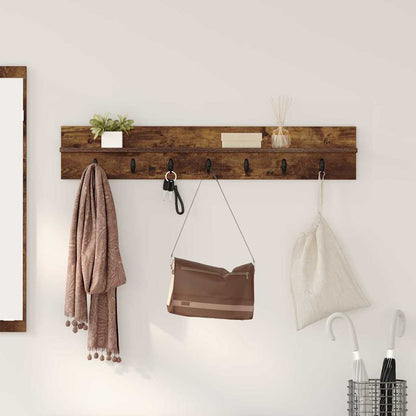 Porte-manteau mural avec étagère Chêne fumé 100 x 10.5 x 18 cm