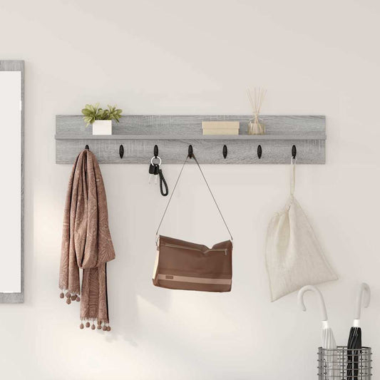 Porte-manteau mural avec étagère Sonoma gris 100 x 10.5 x 18 cm