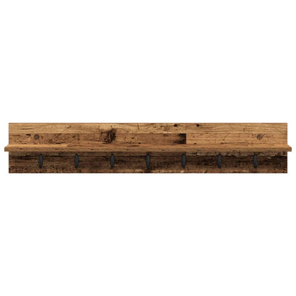 Porte-manteau mural avec étagère Bois ancien 100 x 10.5 x 18 cm