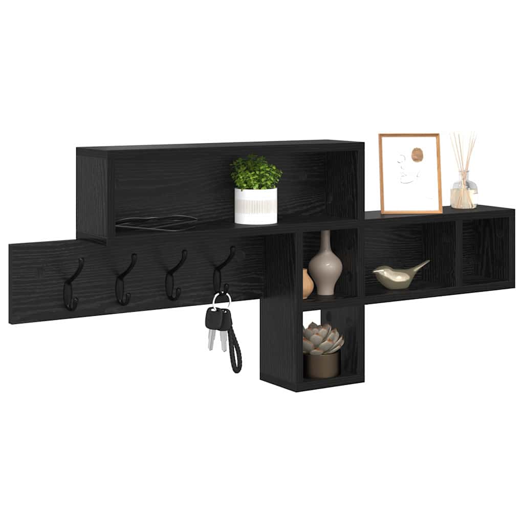 Porte-manteau mural avec étagère Chêne noir 100 x 12 x 43,5 cm