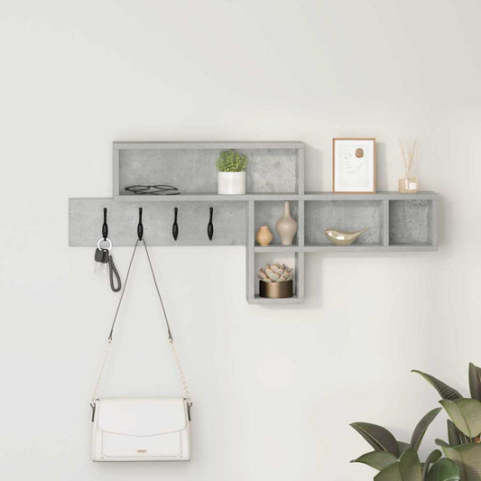 Porte-manteau mural avec étagère Gris béton 100 x 12 x 43,5 cm