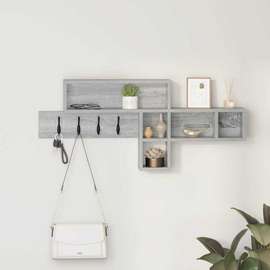 Porte-manteau mural avec étagère Sonoma gris 100 x 12 x 43,5 cm
