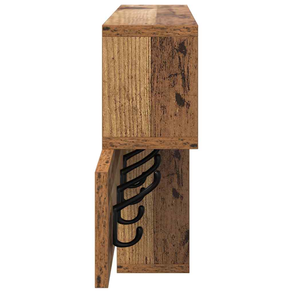 Porte-manteau mural avec étagère Bois ancien 100 x 12 x 43,5 cm