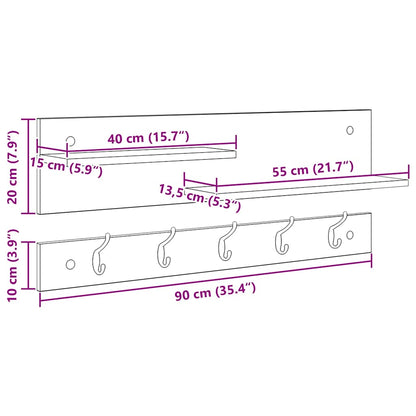 Porte-manteau mural Blanc 90 x 15 x 36 cm Bois d'ingénierie