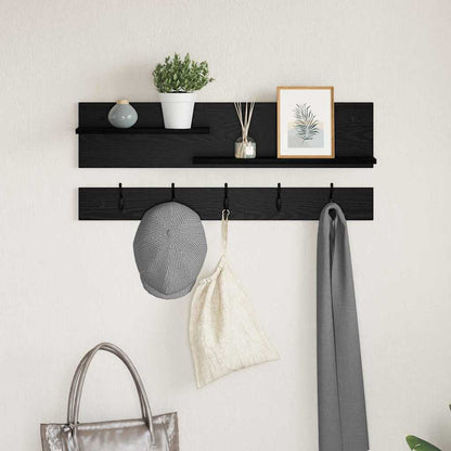 Porte-manteau mural avec étagère Chêne noir 90 x 15 x 36 cm