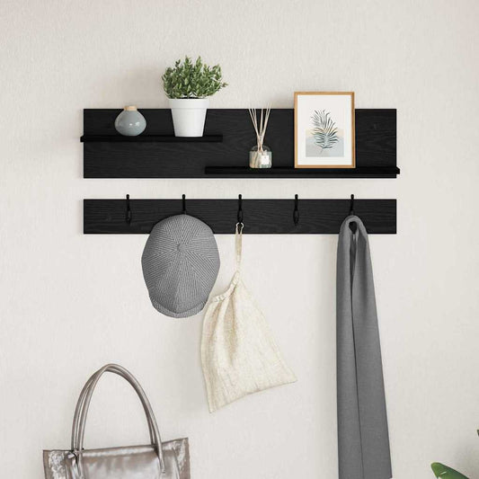 Porte-manteau mural avec étagère Chêne noir 90 x 15 x 36 cm