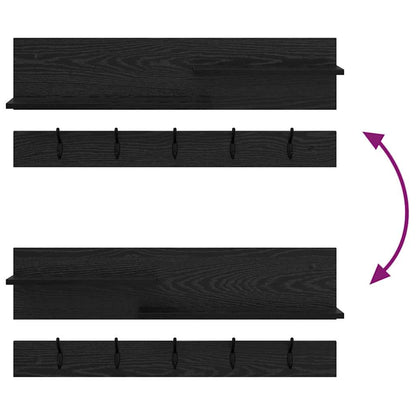Porte-manteau mural avec étagère Chêne noir 90 x 15 x 36 cm
