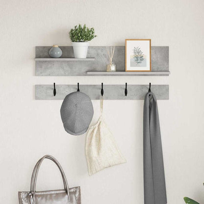 Porte-manteau mural avec étagère Gris béton 90 x 15 x 36 cm