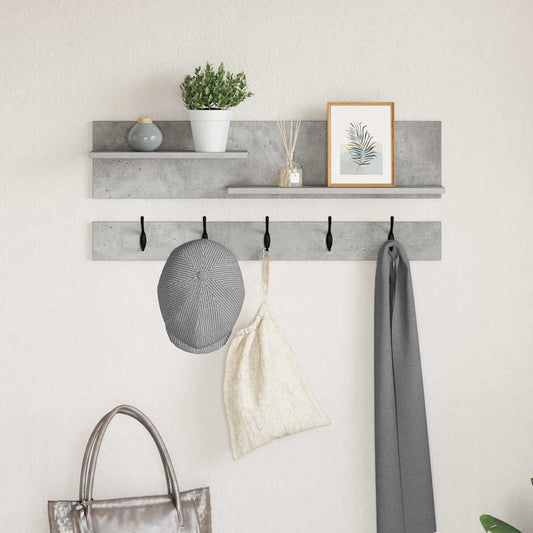 Porte-manteau mural avec étagère Gris béton 90 x 15 x 36 cm