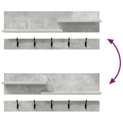 Porte-manteau mural avec étagère Gris béton 90 x 15 x 36 cm