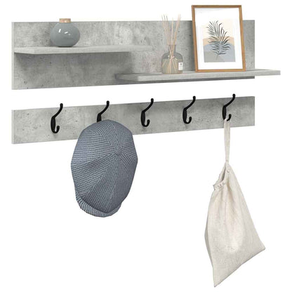 Porte-manteau mural avec étagère Gris béton 90 x 15 x 36 cm