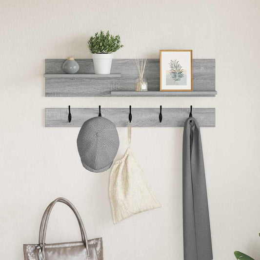 Porte-manteau mural avec étagère Sonoma gris 90 x 15 x 36 cm