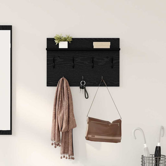 Porte-manteau mural avec étagère Chêne noir 60 x 40 x 12 cm