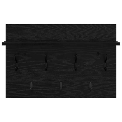 Porte-manteau mural avec étagère Chêne noir 60 x 40 x 12 cm