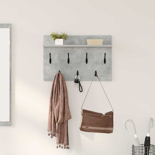Porte-manteau mural avec étagère Gris béton 60 x 40 x 12 cm