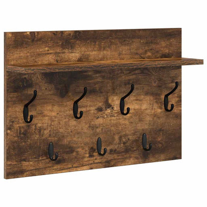 Porte-manteau mural avec étagère Chêne fumé 60 x 40 x 12 cm