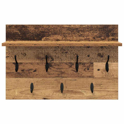 Porte-manteau mural avec étagère Bois ancien 60 x 40 x 12 cm