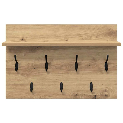 Porte-manteau mural chêne artisanal 60 x 40 x 12 cm