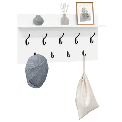 Porte-manteau mural Blanc 80 x 40 x 12 cm Bois d'ingénierie
