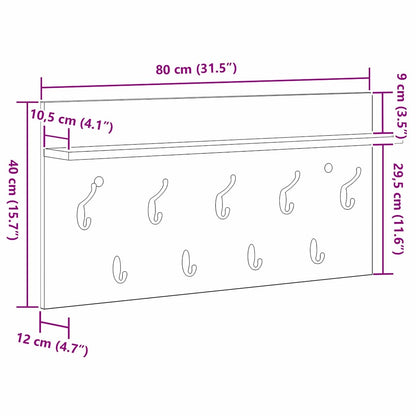 Porte-manteau mural Blanc 80 x 40 x 12 cm Bois d'ingénierie
