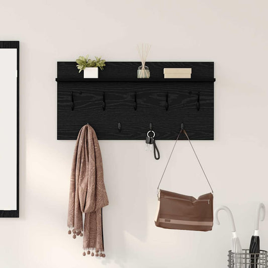 Porte-manteau mural avec étagère Chêne noir 80 x 40 x 12 cm
