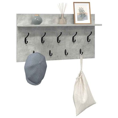 Porte-manteau mural avec étagère Gris béton 80 x 40 x 12 cm