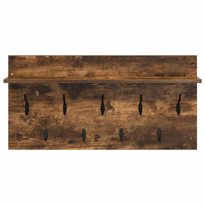 Porte-manteau mural avec étagère Chêne fumé 80 x 40 x 12 cm