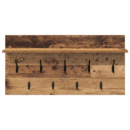 Porte-manteau mural avec étagère Bois ancien 80 x 40 x 12 cm