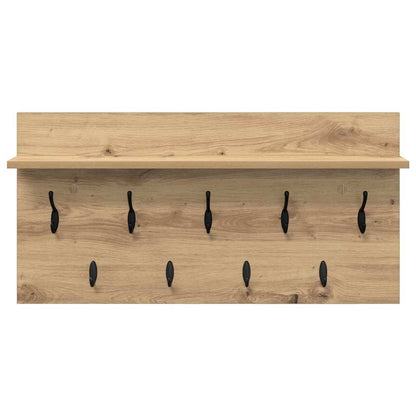Porte-manteau mural chêne artisanal 80 x 40 x 12 cm