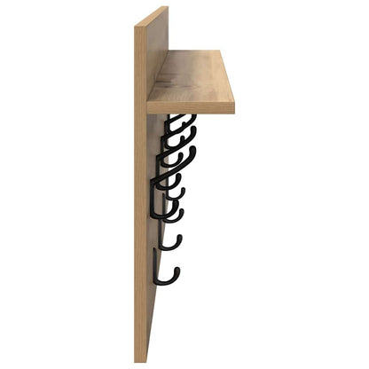 Porte-manteau mural chêne artisanal 80 x 40 x 12 cm