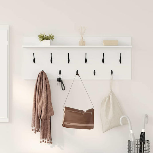 Porte-manteau mural avec étagère Blanc Bois d'ingénierie