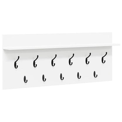 Porte-manteau mural avec étagère Blanc Bois d'ingénierie