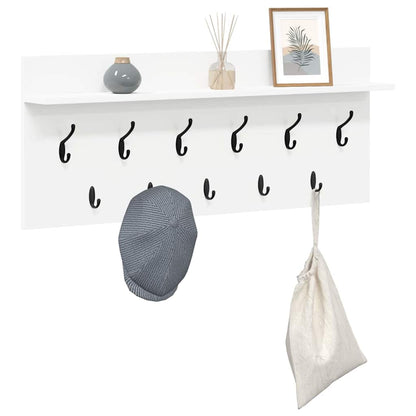 Porte-manteau mural avec étagère Blanc Bois d'ingénierie