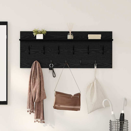 Porte-manteau mural avec étagère Chêne noir Bois d'ingénierie
