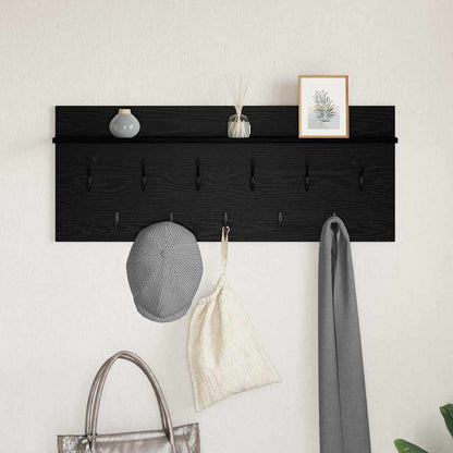 Porte-manteau mural avec étagère Chêne noir Bois d'ingénierie