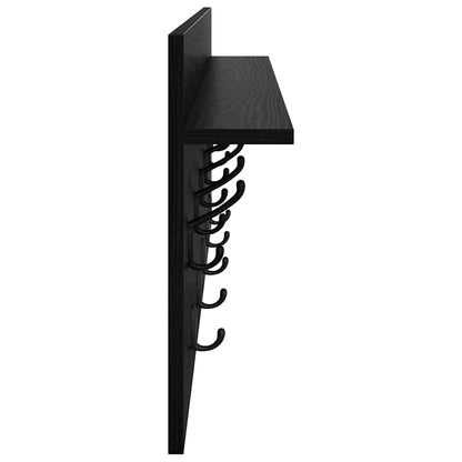 Porte-manteau mural avec étagère Chêne noir Bois d'ingénierie