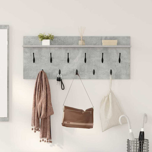 Porte-manteau mural avec étagère Gris béton Bois d'ingénierie