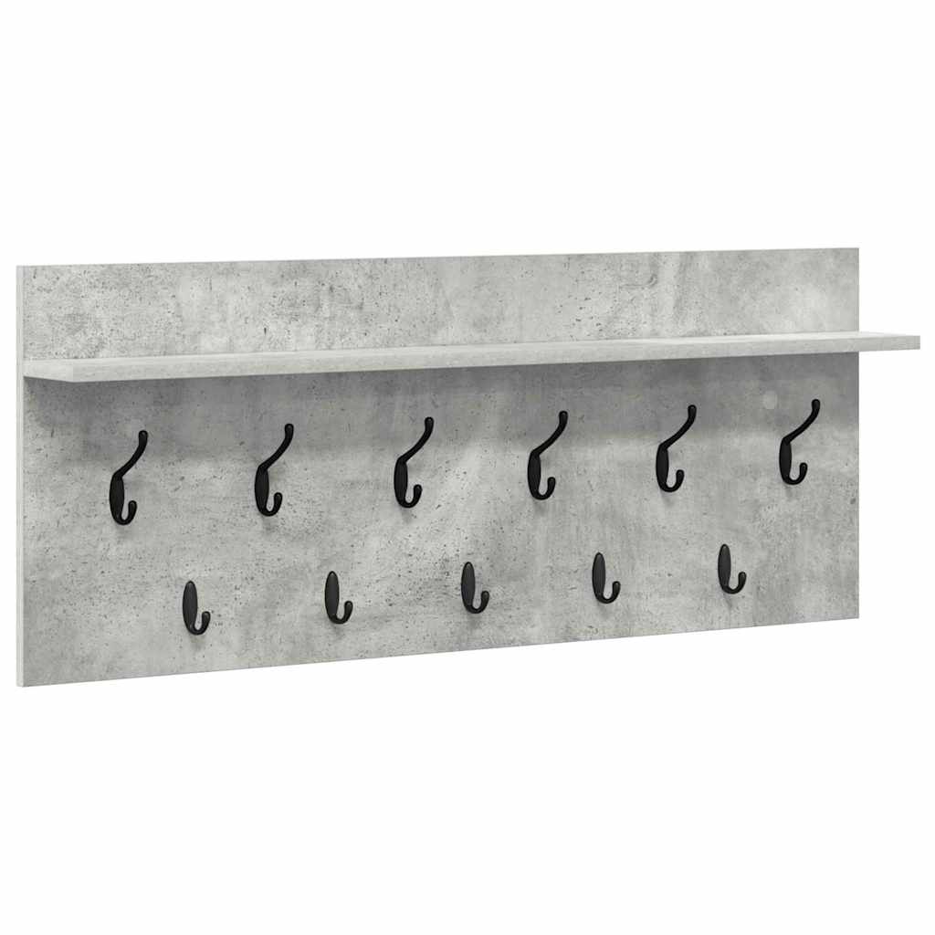 Porte-manteau mural avec étagère Gris béton Bois d'ingénierie