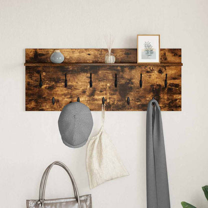 Porte-manteau mural avec étagère Chêne fumé Bois d'ingénierie
