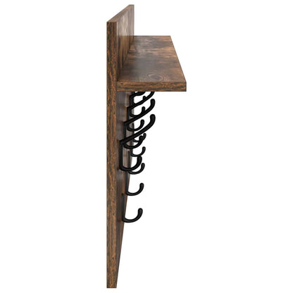 Porte-manteau mural avec étagère Chêne fumé Bois d'ingénierie