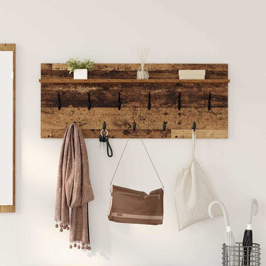 Porte-manteau mural avec étagère Bois ancien Bois d'ingénierie