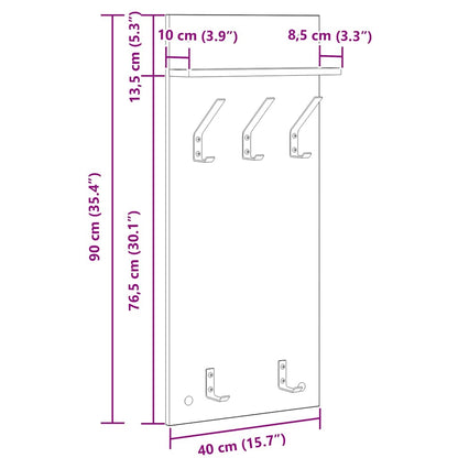 Porte-manteau mural Blanc 90 x 40 x 10 cm Bois d'ingénierie